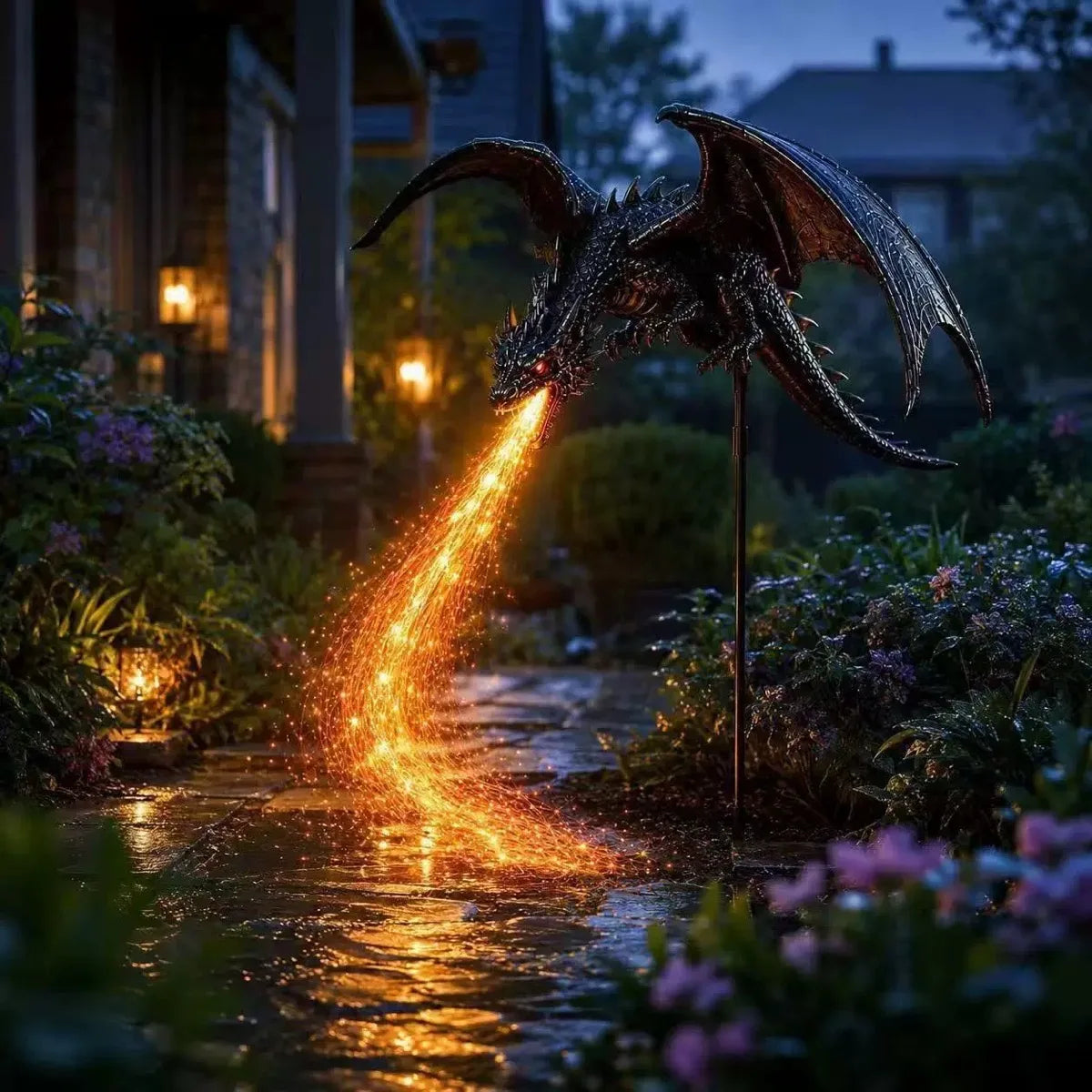 Solar Dragon Garden Light | Fiber Optic Flame Effect | Toylandeu™