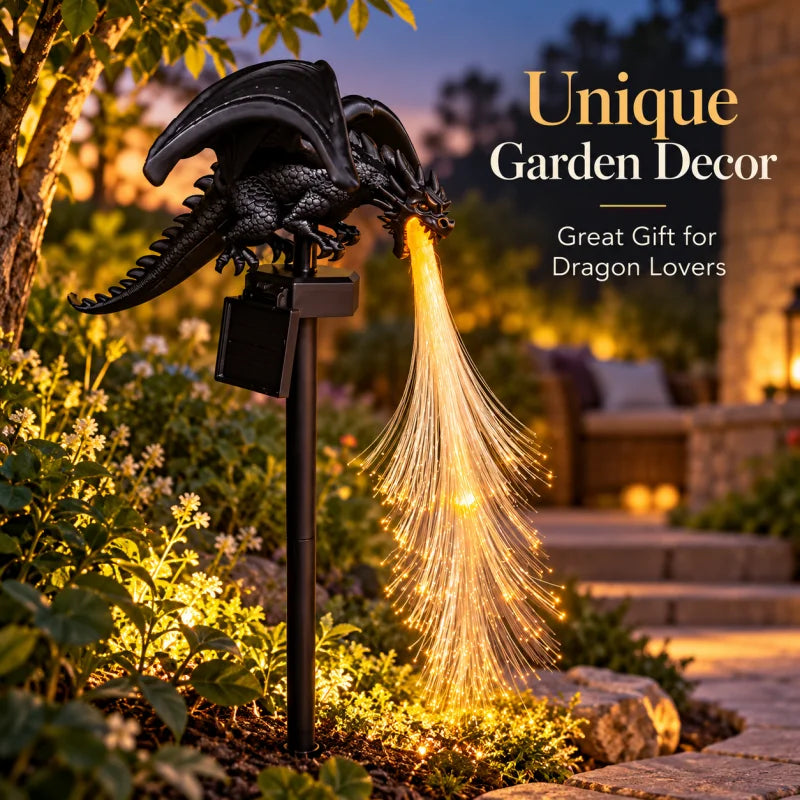 Solar Dragon Garden Light | Fiber Optic Flame Effect | Toylandeu™