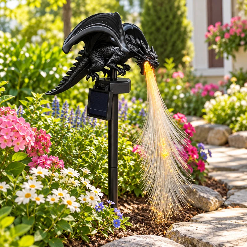 Solar Dragon Garden Light | Fiber Optic Flame Stake | Toylandeu™