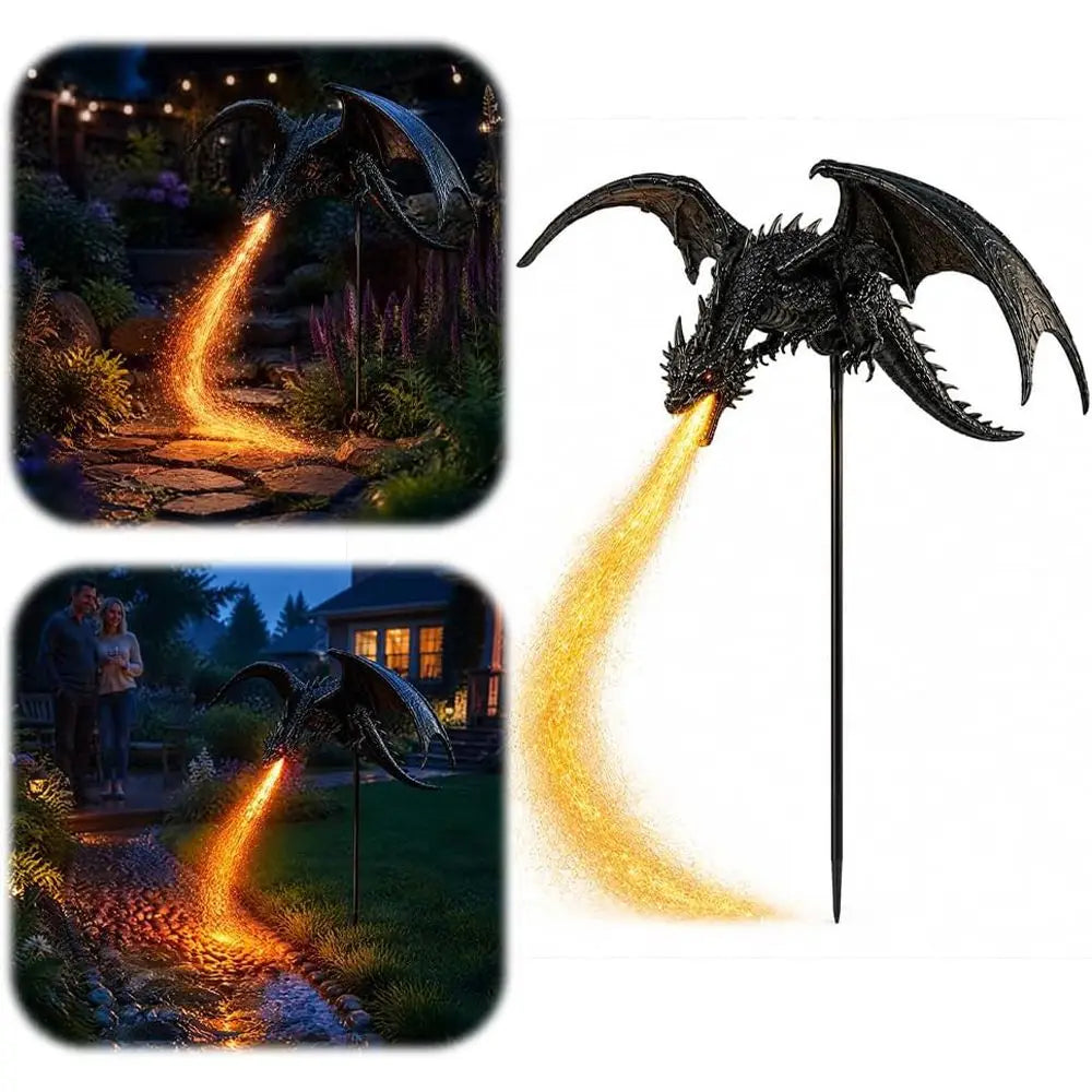 Solar Dragon Garden Light | LED Flame Resin Stake | Toylandeu™