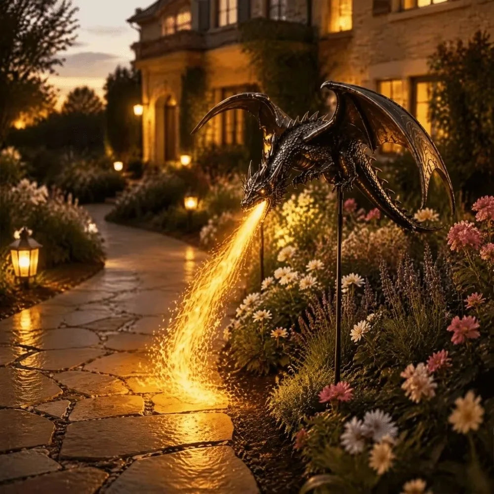 Solar Dragon Garden Light | LED Flame Resin Stake | Toylandeu™