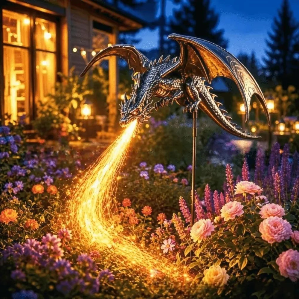 Solar Dragon Garden Light | LED Flame Resin Stake | Toylandeu™