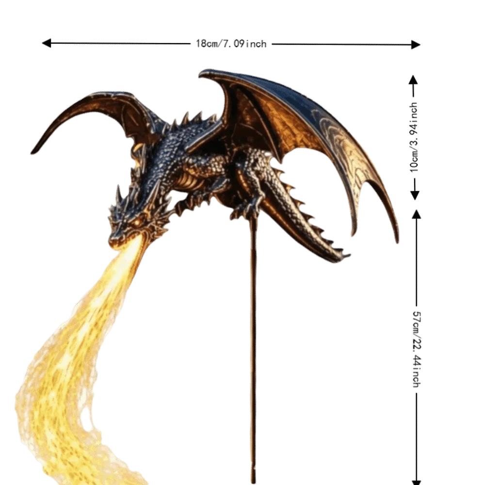 Solar Dragon Garden Light | LED Flame Resin Stake | Toylandeu™