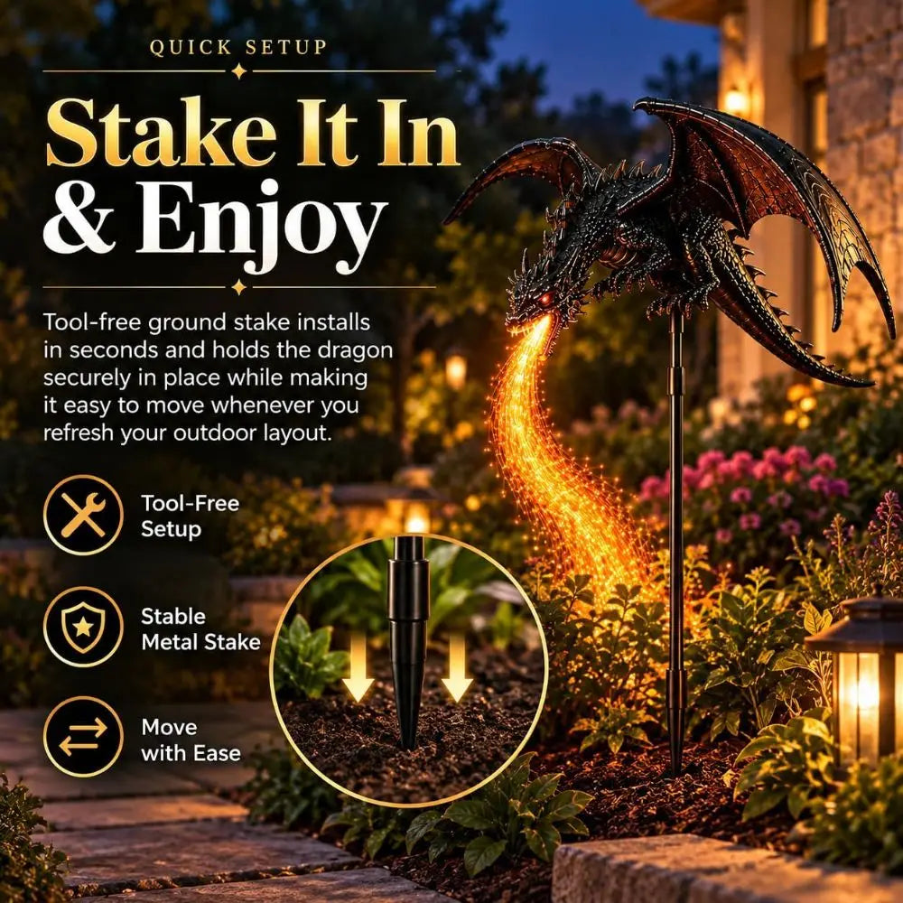 Solar Dragon Garden Light | Waterproof LED Flame | Toylandeu™