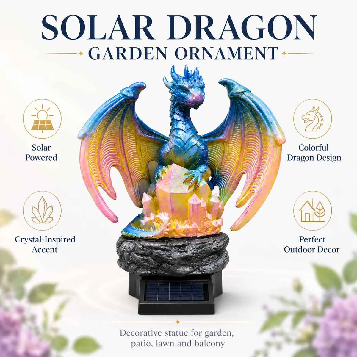 Solar Dragon Garden Light | Waterproof Resin Figurine | Toylandeu™