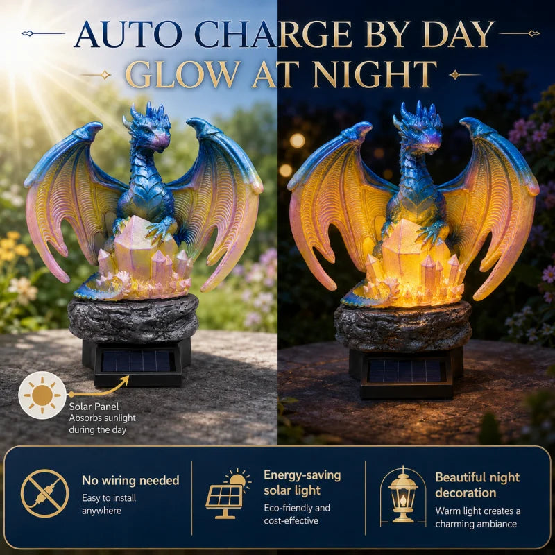 Solar Dragon Garden Light | Waterproof Resin Figurine | Toylandeu™