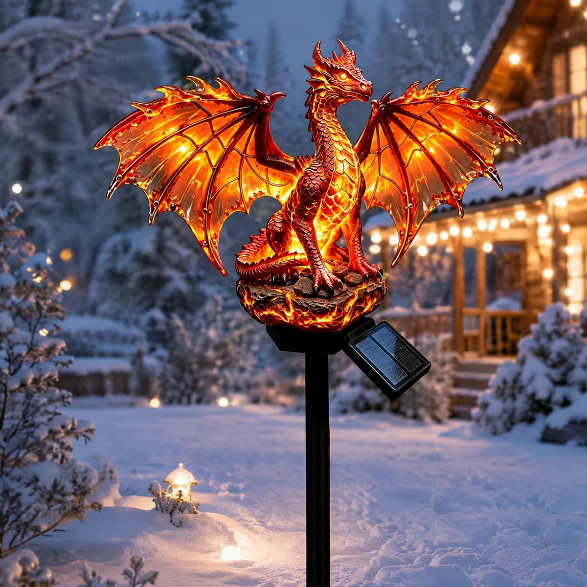 Solar Dragon Garden Statue | Solar LED Resin Figurine | Toylandeu™