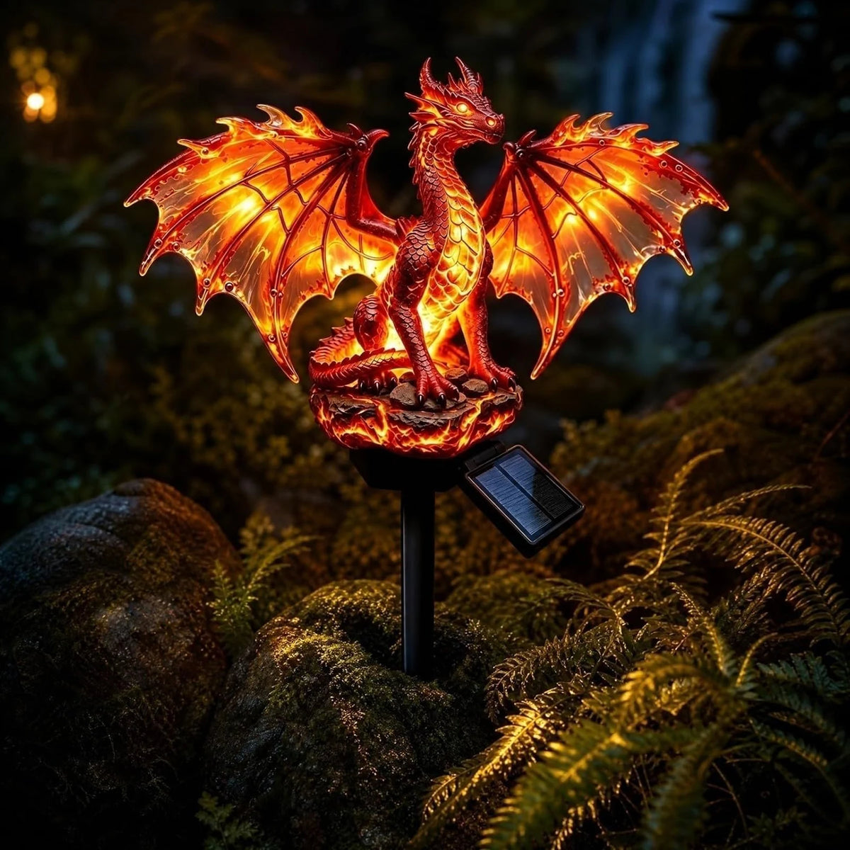 Solar Dragon Garden Statue | Solar LED Resin Figurine | Toylandeu™