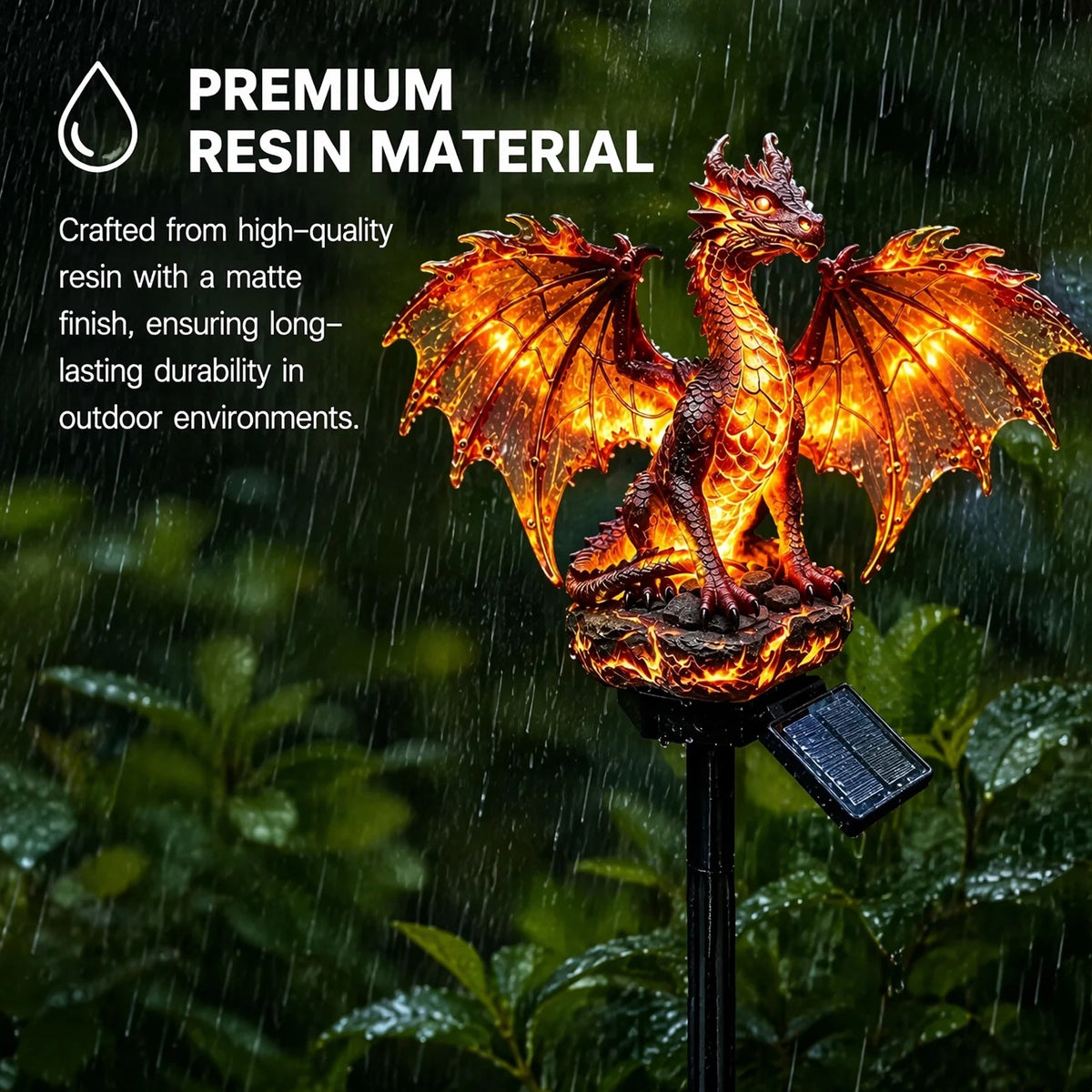 Solar Dragon Garden Statue | Solar LED Resin Figurine | Toylandeu™