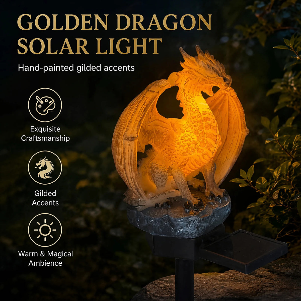 Solar Dragon Statue Lamp | Warm Glow | Toylandeu™