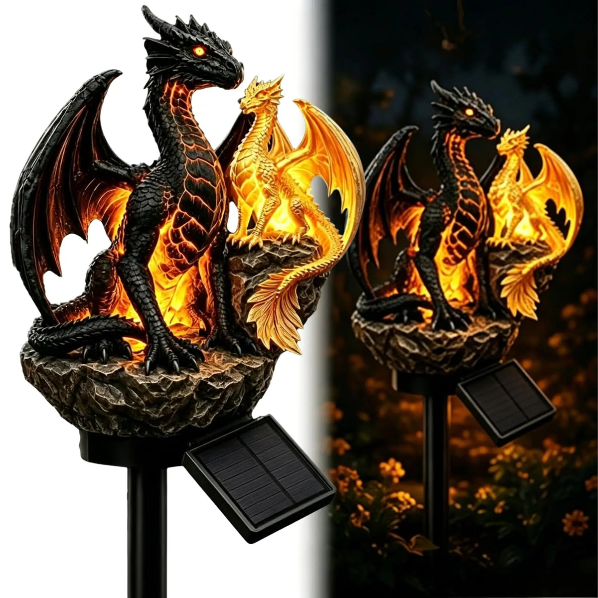 Solar Dragon Statue Light | 6.3-Inch Resin Gothic Decor | Toylandeu™
