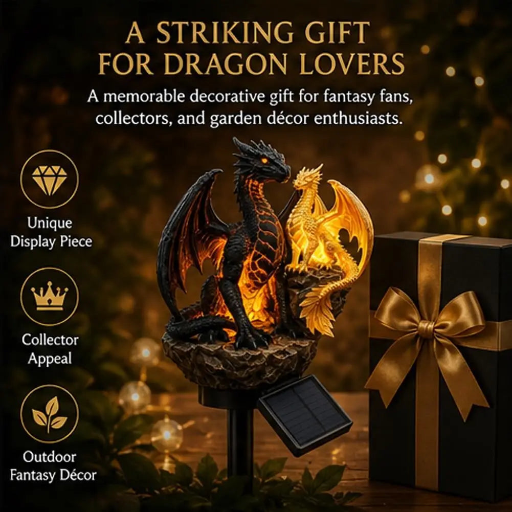 Solar Dragon Statue Light | 6.3-Inch Resin Gothic Decor | Toylandeu™
