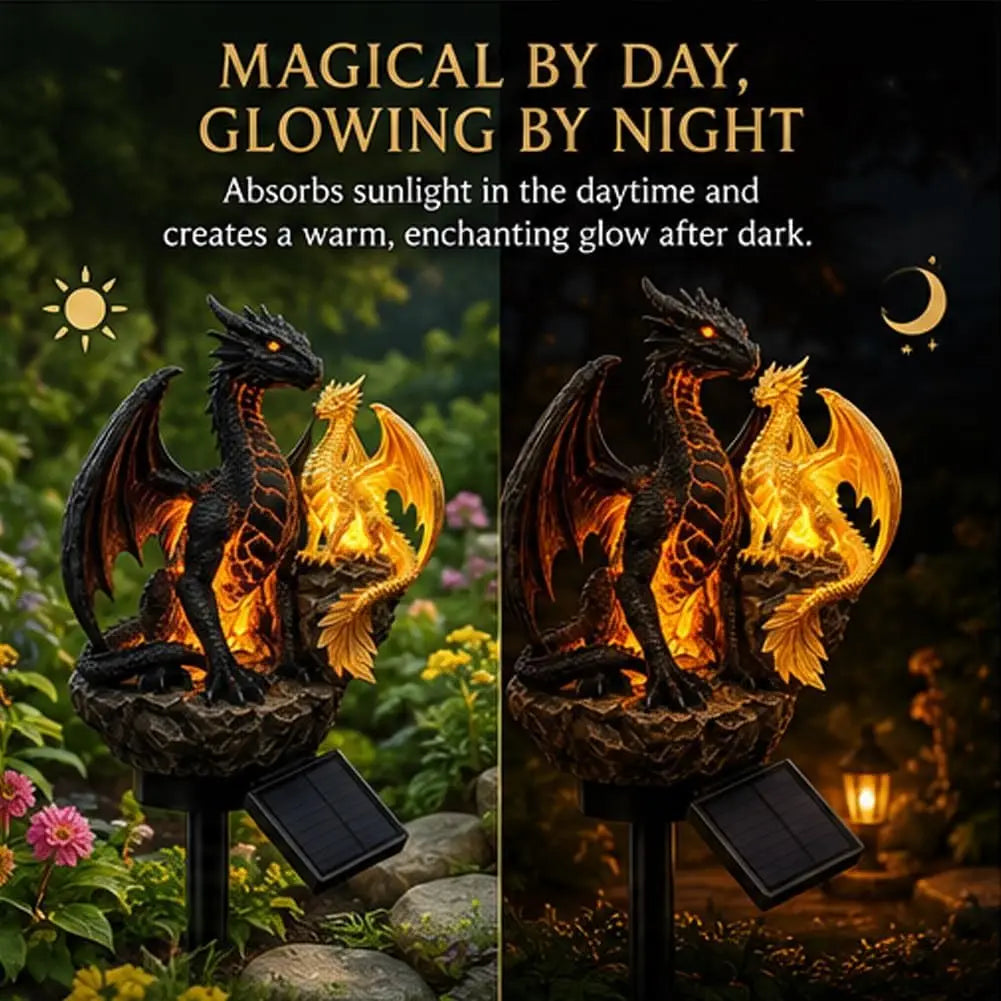 Solar Dragon Statue Light | 6.3-Inch Resin Gothic Decor | Toylandeu™