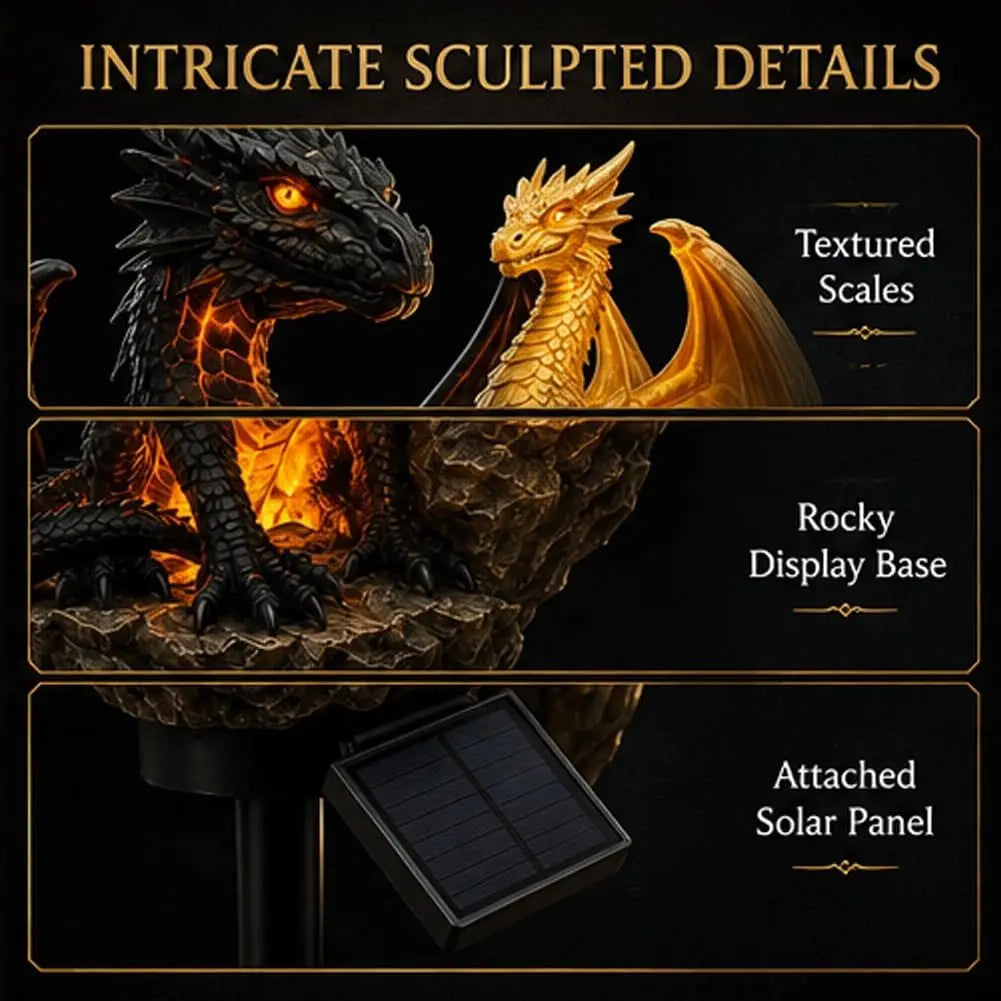 Solar Dragon Statue Light | 6.3-Inch Resin Gothic Decor | Toylandeu™