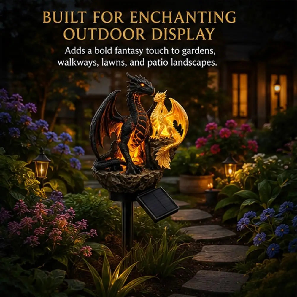 Solar Dragon Statue Light | 6.3-Inch Resin Gothic Decor | Toylandeu™
