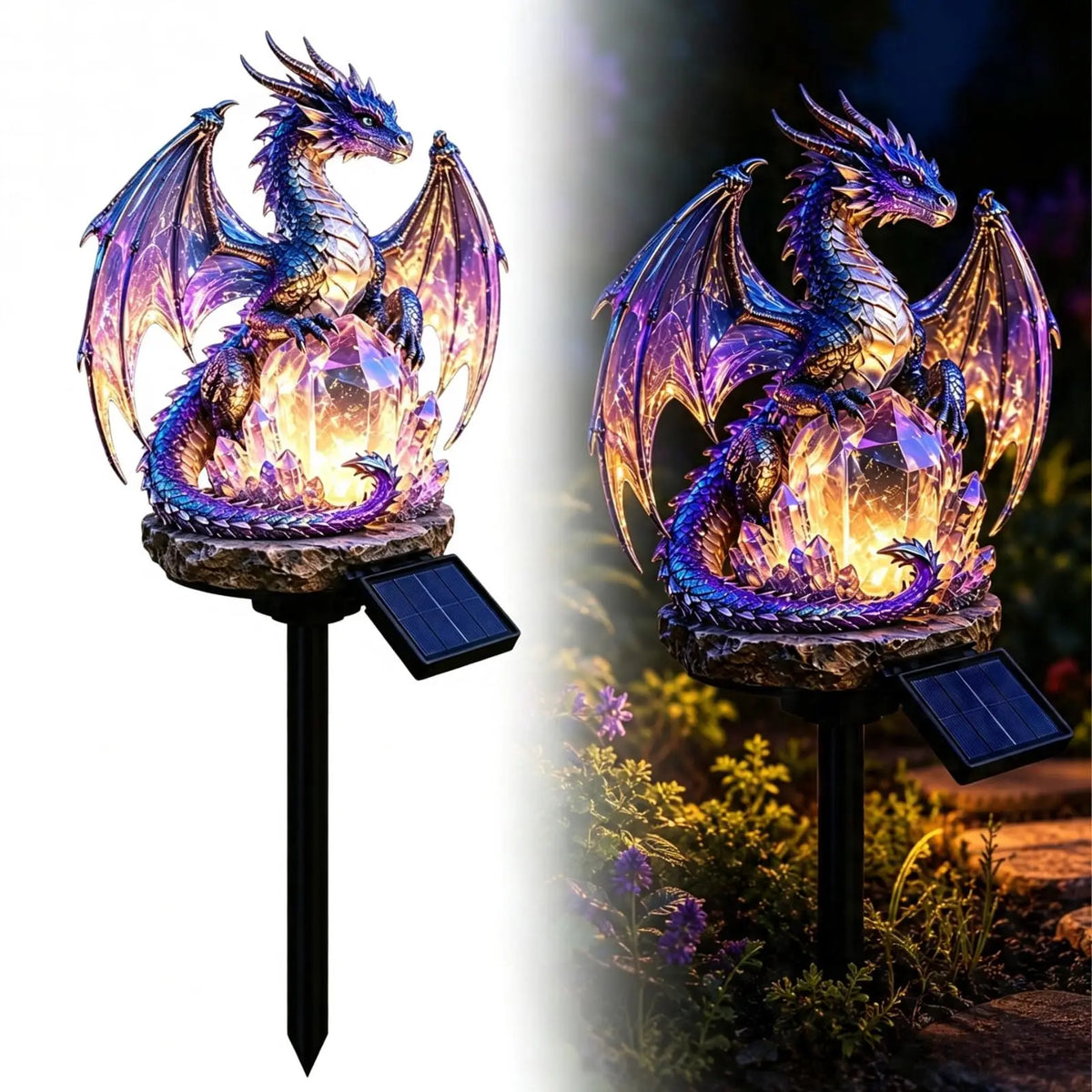 Solar Dragon Statue Light | 6.3-Inch Resin Gothic Decor | Toylandeu™