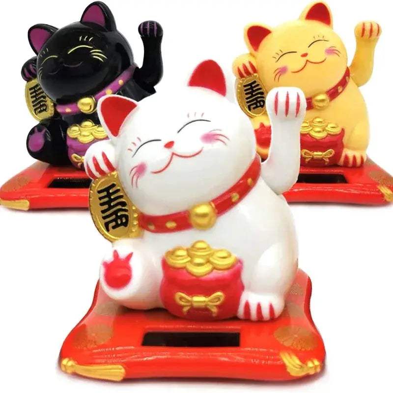 Solar Powered Beckoning Cat For Home And Office Good Fortune - ToylandEU