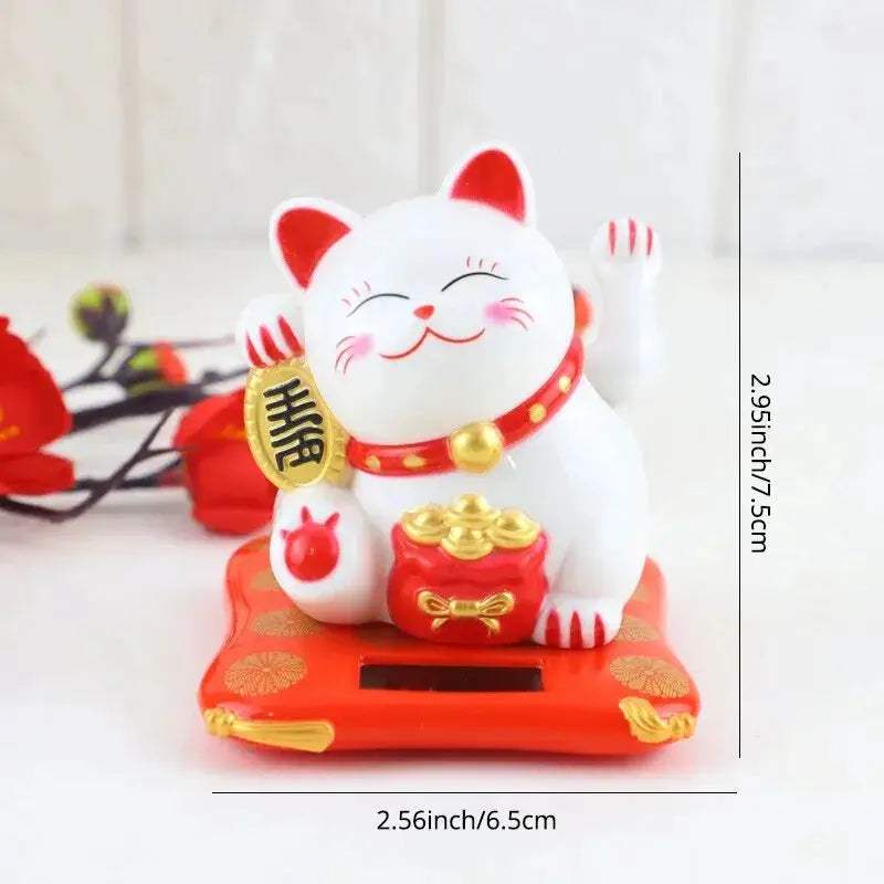 Solar Powered Beckoning Cat For Home And Office Good Fortune - ToylandEU