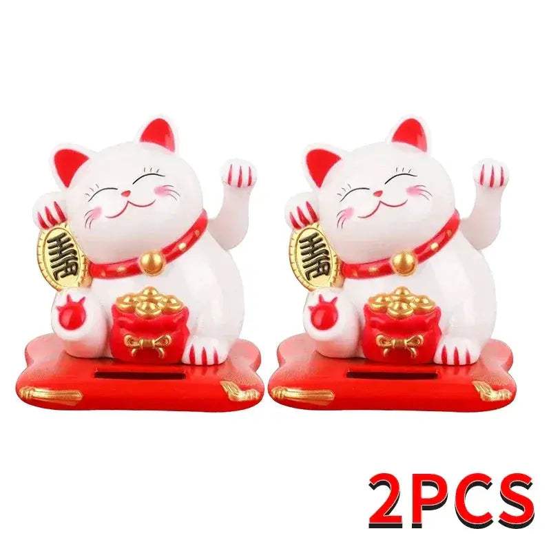 Solar Powered Beckoning Cat For Home And Office Good Fortune - ToylandEU
