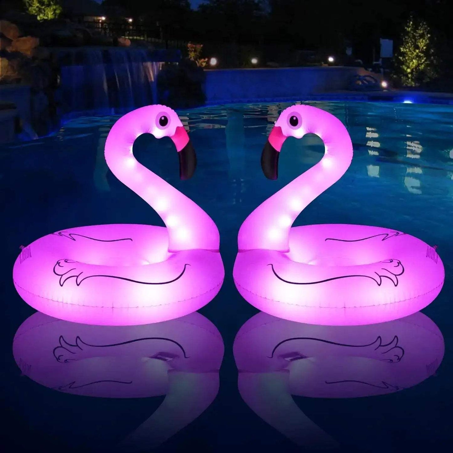 Solar Powered Inflatable Flamingo Pool Float with Lights, 42'' Adult Swim Tube for Lake Beach Summer Water Party - ToylandEU