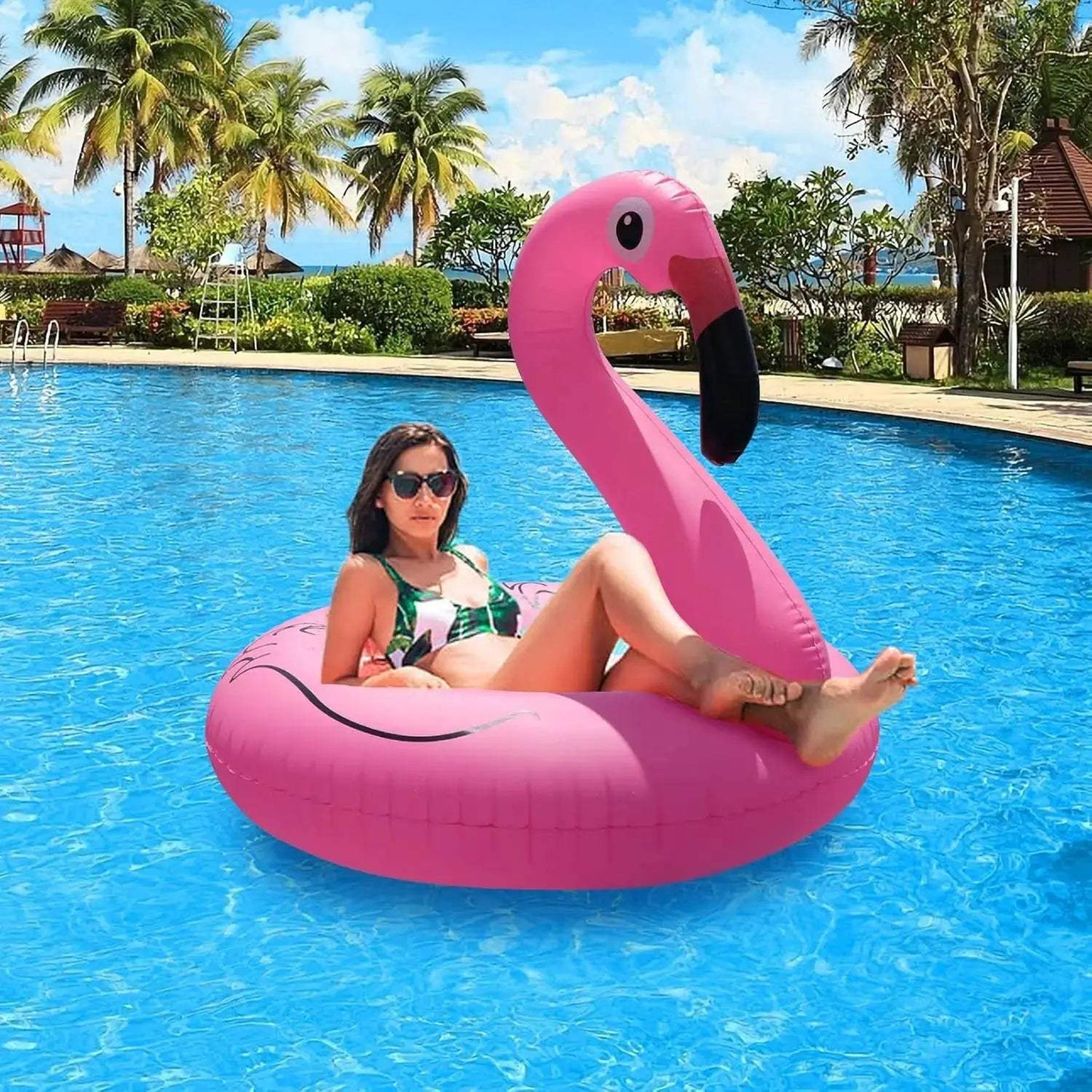 Solar Powered Inflatable Flamingo Pool Float with Lights, 42'' Adult Swim Tube for Lake Beach Summer Water Party - ToylandEU