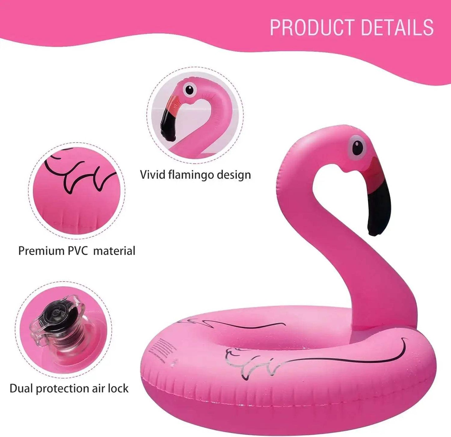 Solar Powered Inflatable Flamingo Pool Float with Lights, 42'' Adult Swim Tube for Lake Beach Summer Water Party - ToylandEU