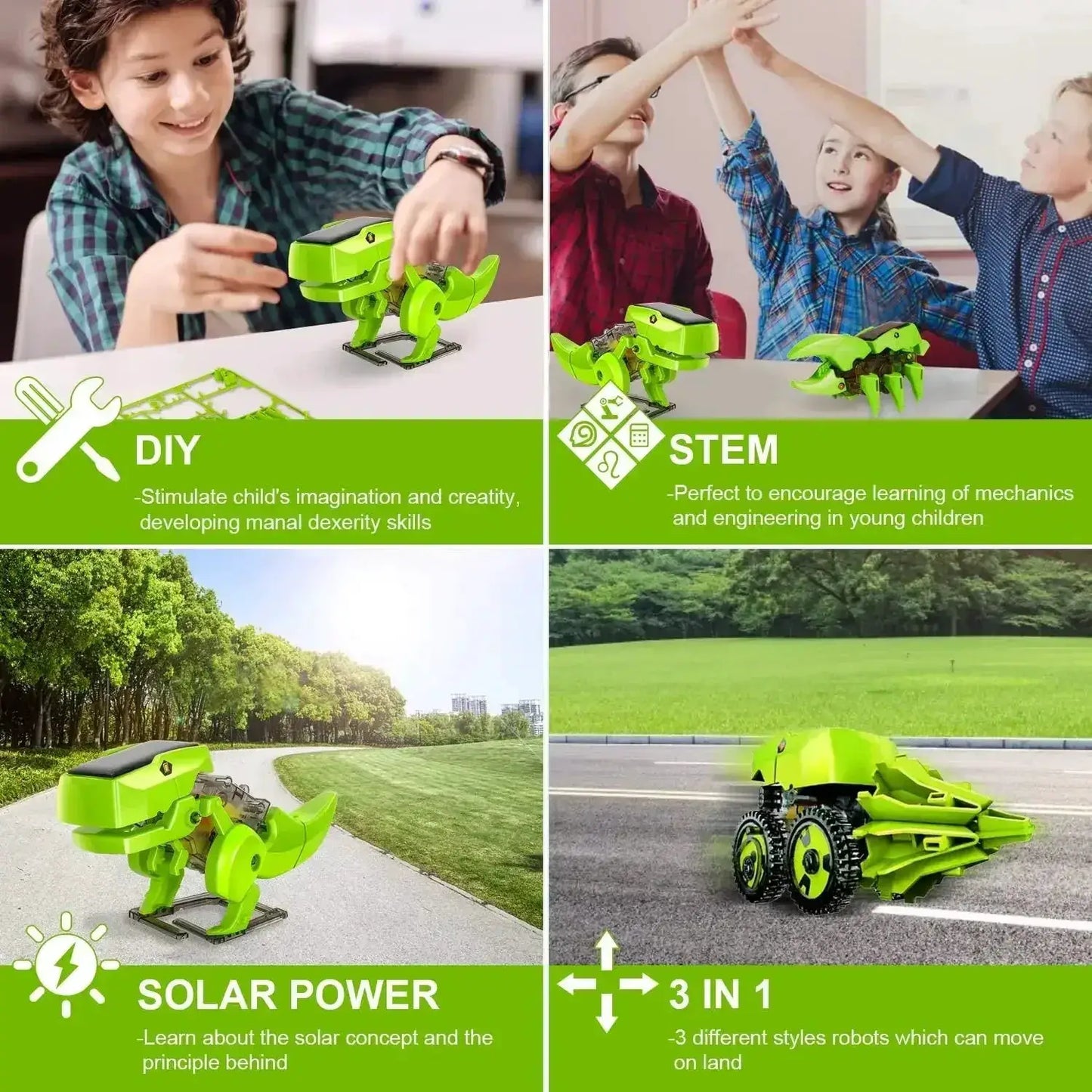 Solar Powered Robot Kit 3-In-1 STEM Toy For Kids Build - ToylandEU