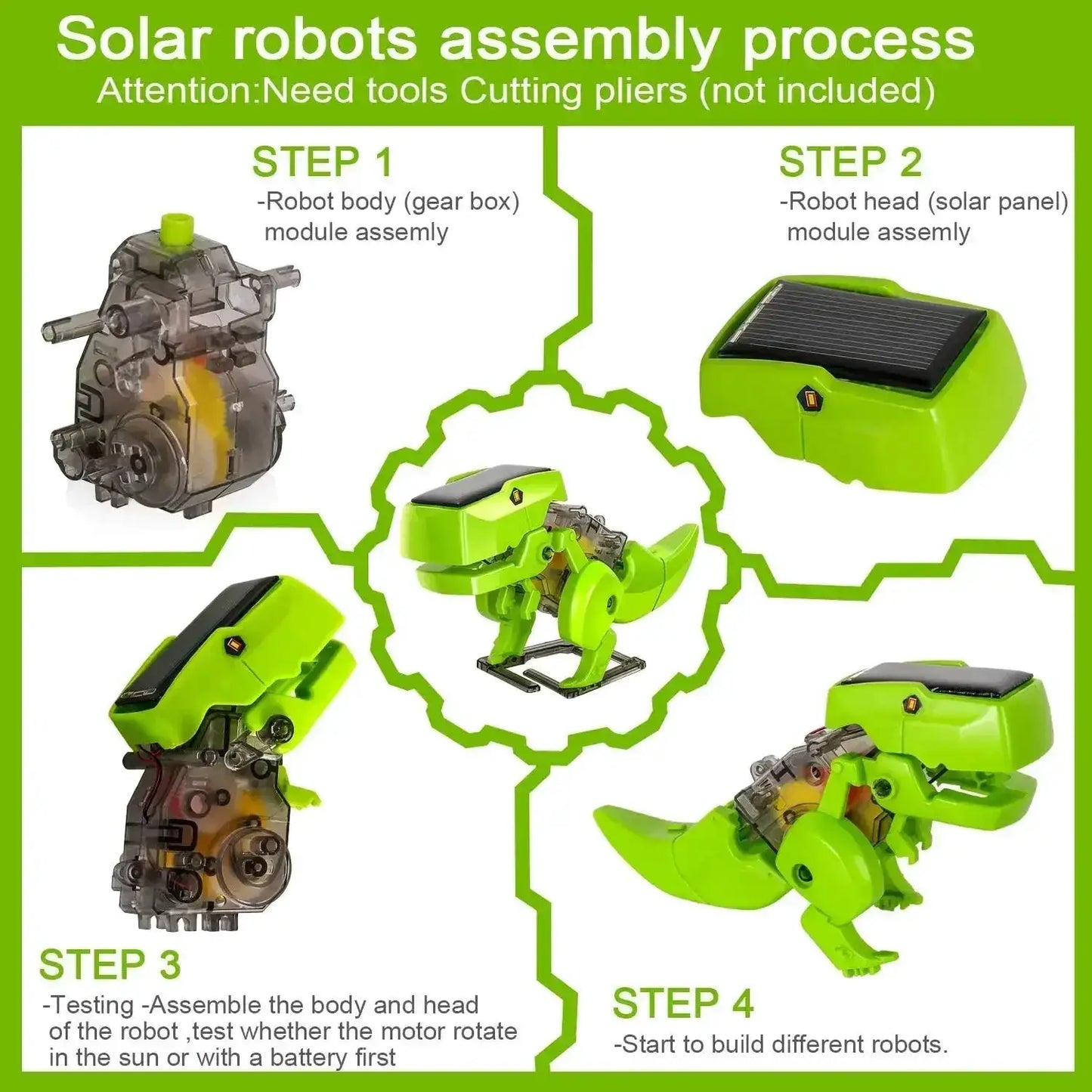 Solar Powered Robot Kit 3-In-1 STEM Toy For Kids Build - ToylandEU