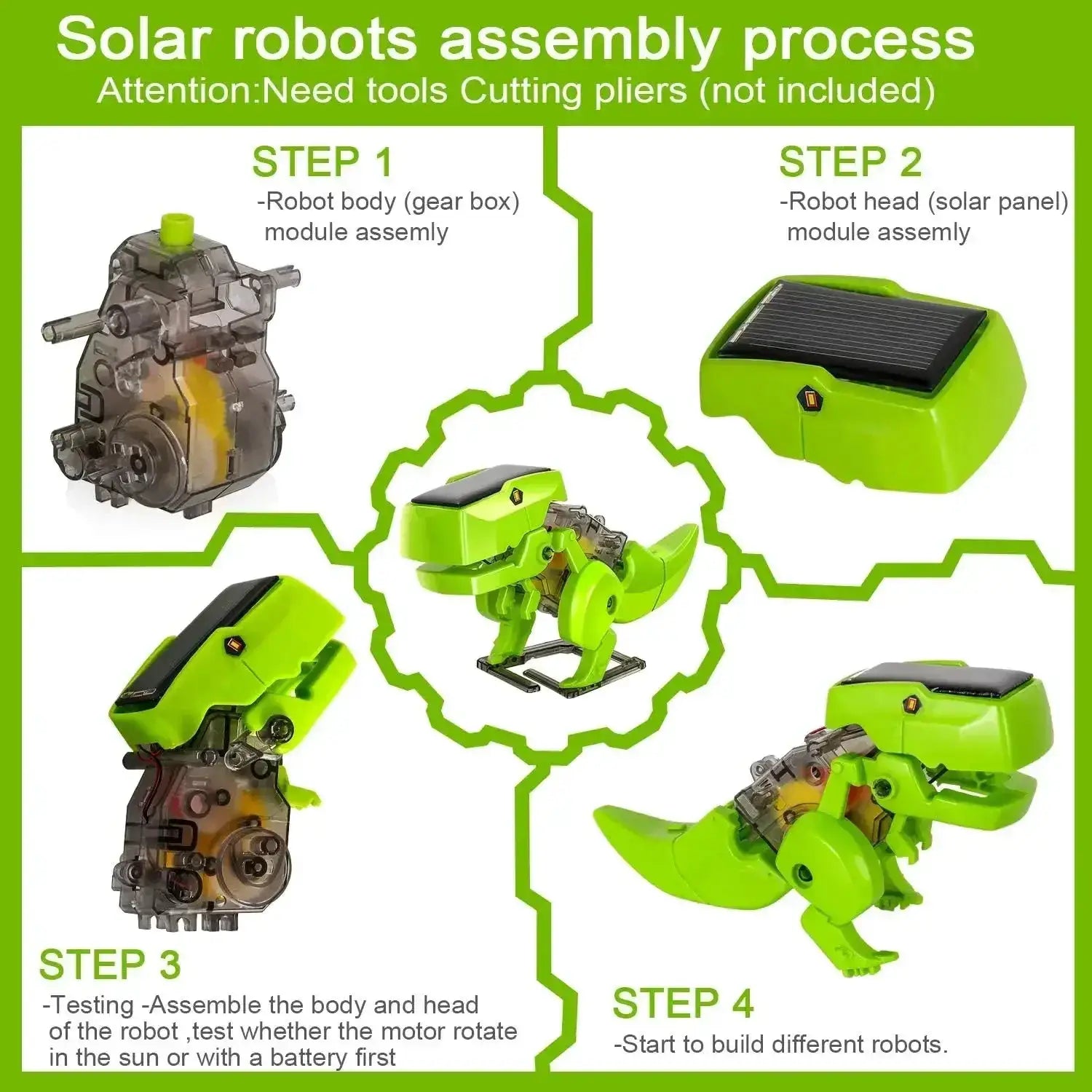 Solar Powered Robot Kit 3-In-1 STEM Toy For Kids Build - ToylandEU