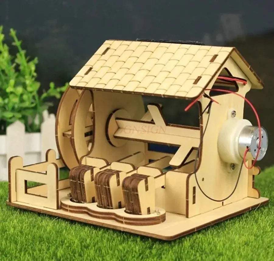 Solar Powered Wooden Rice Mill Toy Kit For Kids Educational - ToylandEU