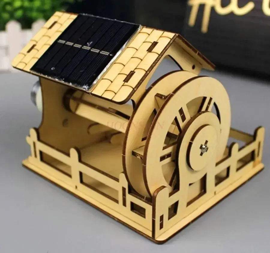 Solar Powered Wooden Rice Mill Toy Kit For Kids Educational - ToylandEU