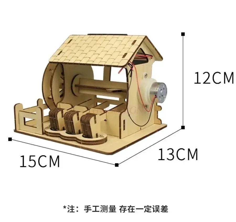 Solar Powered Wooden Rice Mill Toy Kit For Kids Educational - ToylandEU