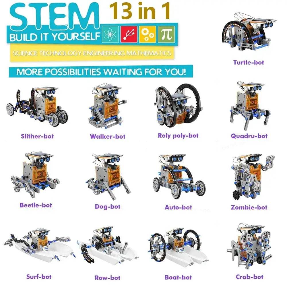Solar Robot Kit 13-In-1 For STEM Education And DIY Fun - ToylandEU