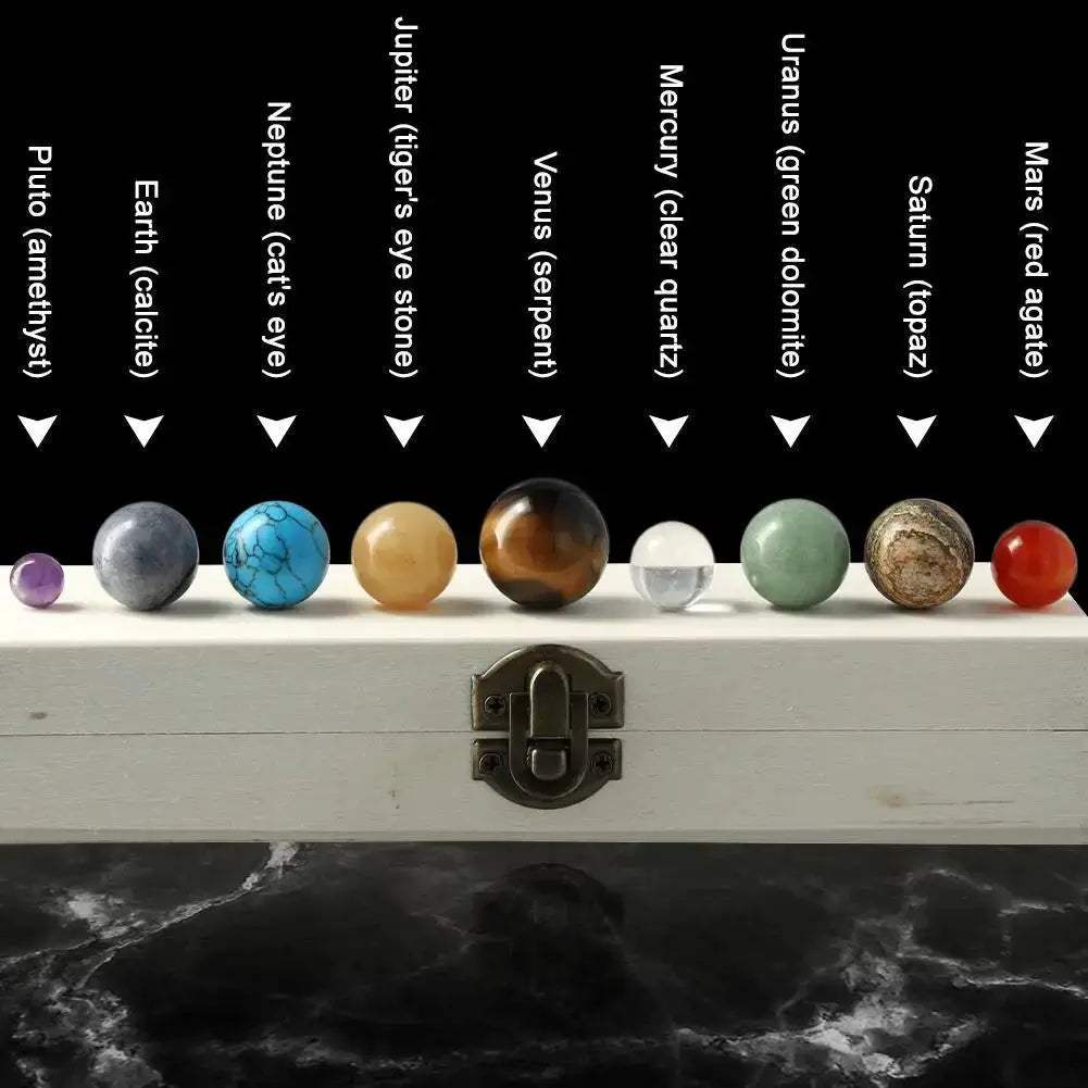 Solar System Crystal Gemstones Orbs Set For Educational Decor - ToylandEU