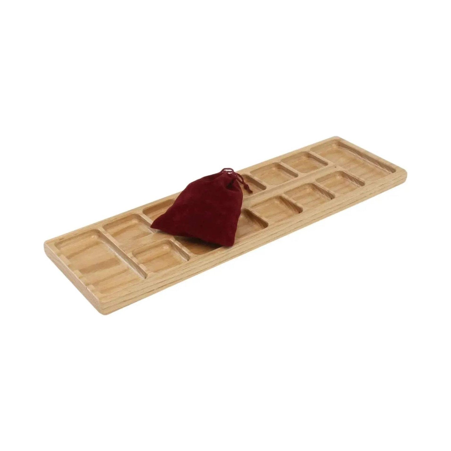Solid Oak Wood Mancala Board Game Set With Marbles, Amish-Made - ToylandEU