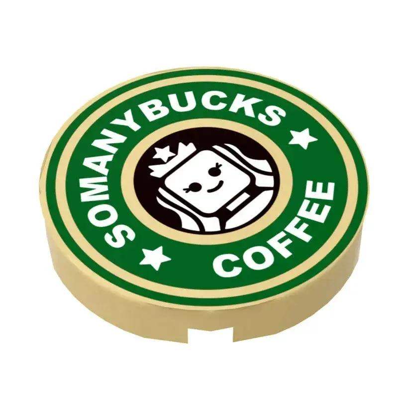 Somanybucks Coffee Sign (2x2 Round Tile) - B3 Customs made using LEGO parts - ToylandEU