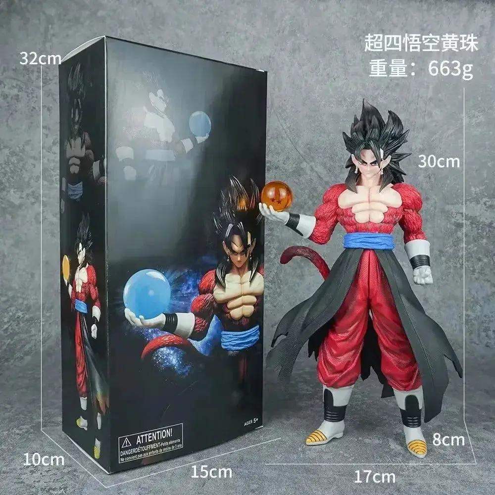 Son Goku Anime Figurine, Dragon Ball GT Super Saiyan 4 Action Figures, Standing Holding Dragon Ball 30 cm - ToylandEU