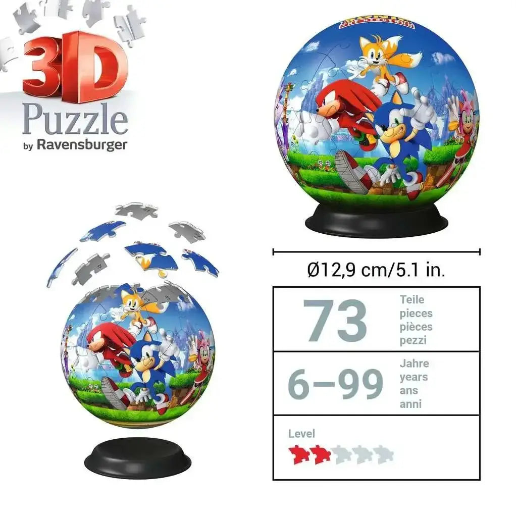 Sonic 3D Jigsaw Puzzle Ball 73 Pieces Ravensburger Collectible Edition - ToylandEU