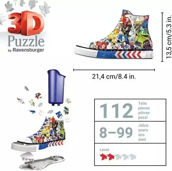 Sonic The Hedgehog 3D Sneaker Puzzle Ravensburger 112 Pieces - ToylandEU