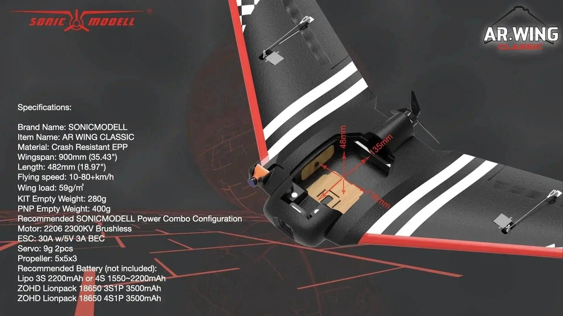  Sonicmodell AR WING CLASSIC 900mm EPP FPV RC Airplane -  ToylandEU™