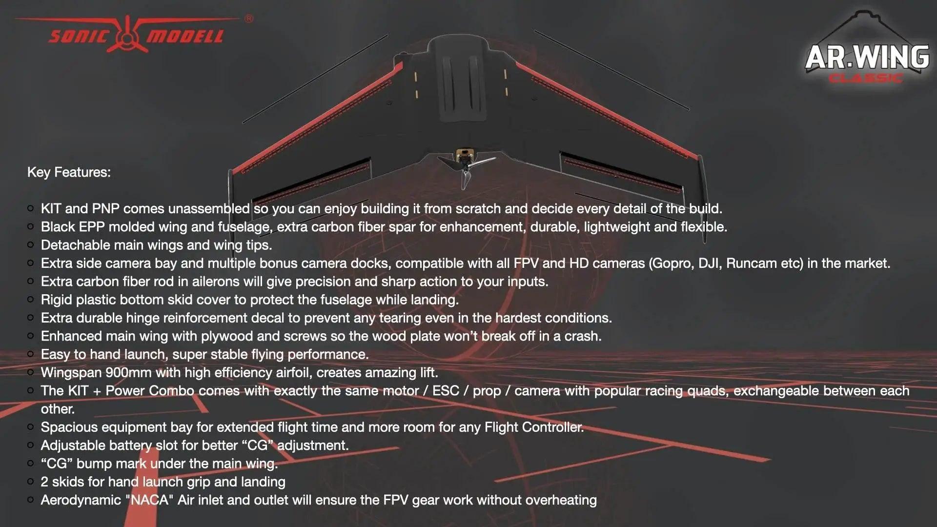  Sonicmodell AR WING CLASSIC 900mm EPP FPV RC Airplane -  ToylandEU™
