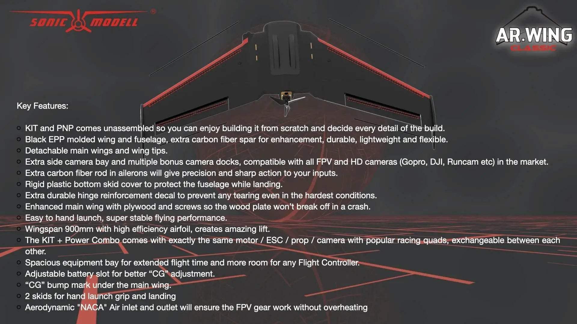  Sonicmodell AR WING CLASSIC 900mm EPP FPV RC Airplane -  ToylandEU™