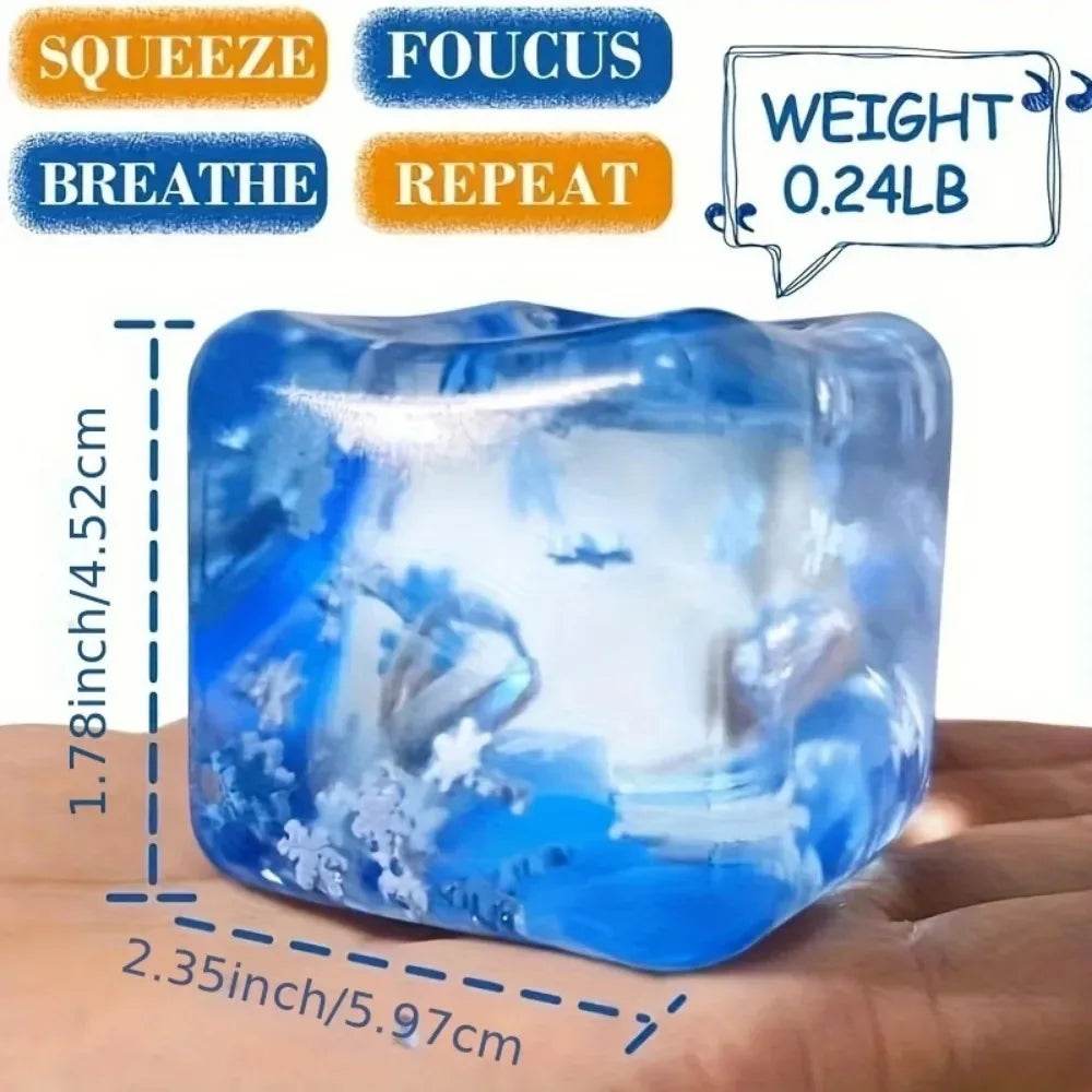 Soothing Fidget Toy Blue Ice Cube With Orbiz Balls For Kids - ToylandEU
