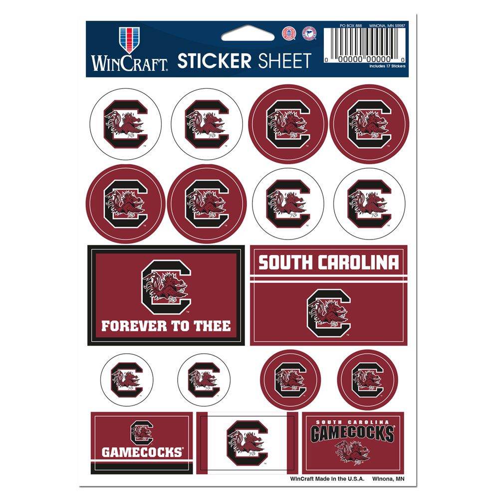 South Carolina Gamecocks Vinyl Decal Sheet 5x7 For Fans - ToylandEU