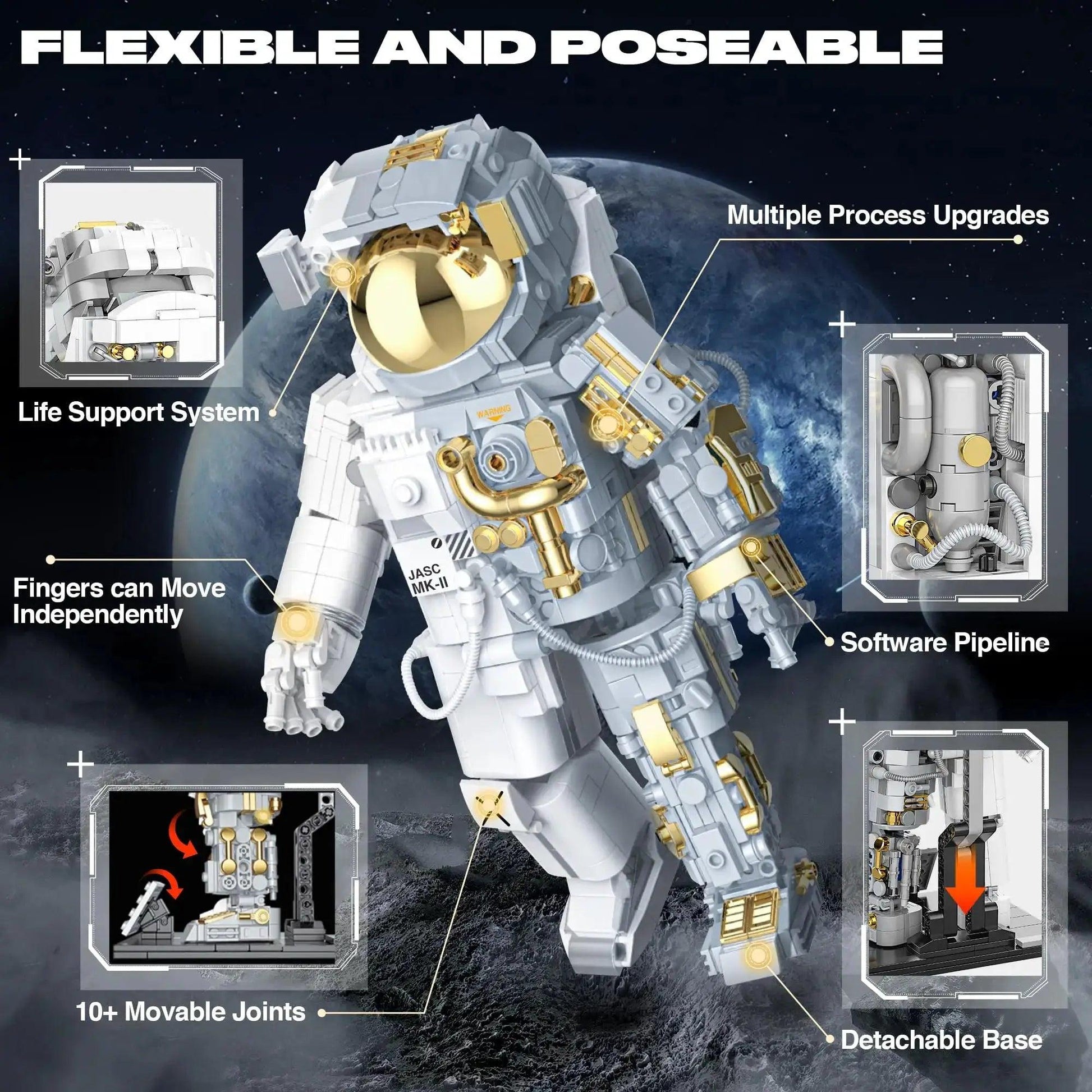 Space Astronaut Building Blocks Display Stand Pro Kit -  ToylandEU™