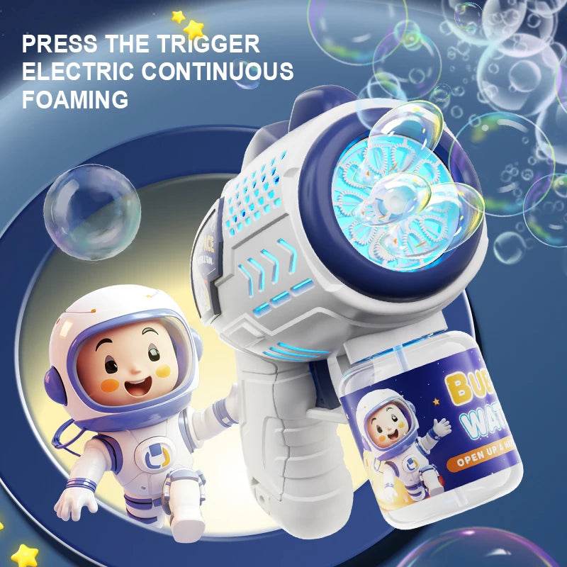 Space Astronauts Fully Automatic Bubble Gun Rocket Bubbles Machine Toy with Bubble Liquid for Kids Gift - ToylandEU