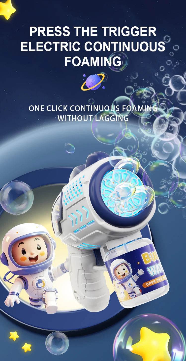 Space Astronauts Fully Automatic Bubble Gun Rocket Bubbles Machine Toy with Bubble Liquid for Kids Gift - ToylandEU