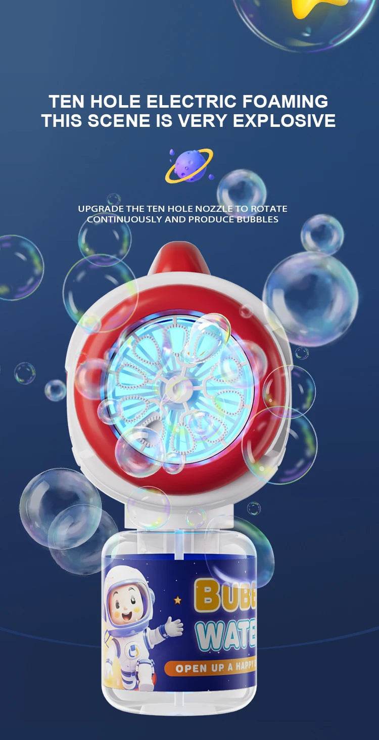 Space Astronauts Fully Automatic Bubble Gun Rocket Bubbles Machine Toy with Bubble Liquid for Kids Gift - ToylandEU