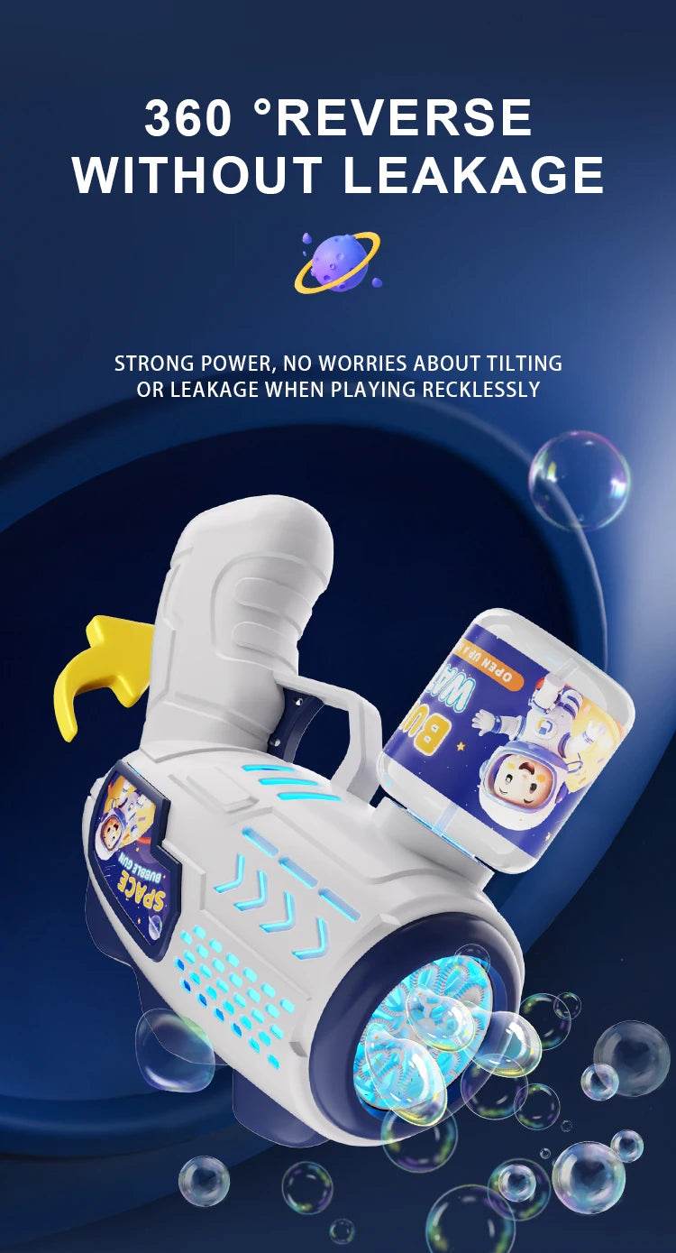 Space Astronauts Fully Automatic Bubble Gun Rocket Bubbles Machine Toy with Bubble Liquid for Kids Gift - ToylandEU