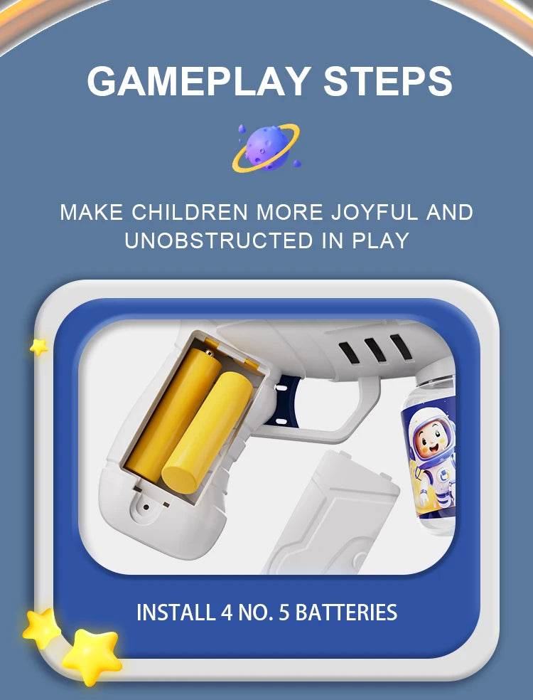 Space Astronauts Fully Automatic Bubble Gun Rocket Bubbles Machine Toy with Bubble Liquid for Kids Gift - ToylandEU